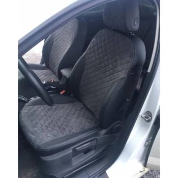 Авточехлы Автопилот черный темно серый алькантара Ромб